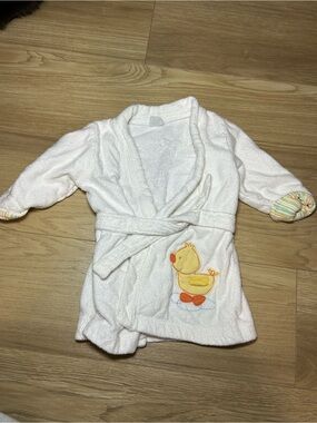 Carter's White Kids Hooded Robe with Yellow Duck Accent